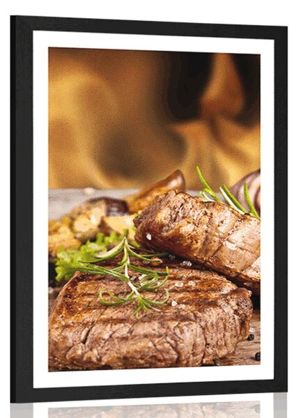 Poster cu passepartout steak de vită la grătar
