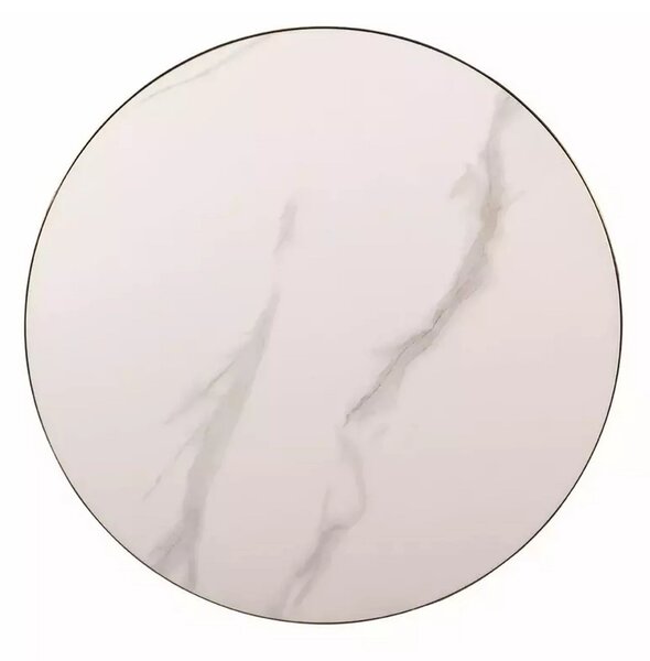 Masuta cafea GEMINI, alb lucios/negru mat, ceramica/metal, 50x56 cm