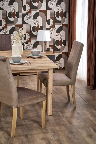 Scaun DIEGO 3, bej/stejar, stofa catifelata/lemn de fag, 47x59x99 cm