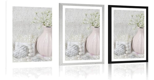 Poster cu passepartout natură moartă Shabby Chic de lux