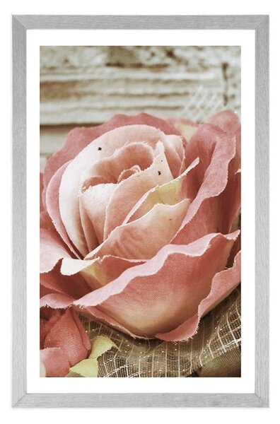 Poster cu passepartout trandafir elegant vintage