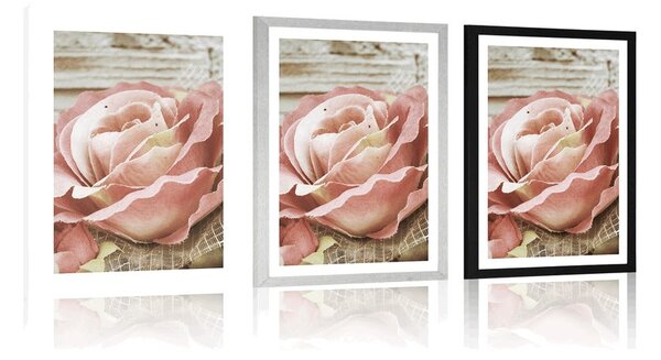 Poster cu passepartout trandafir elegant vintage