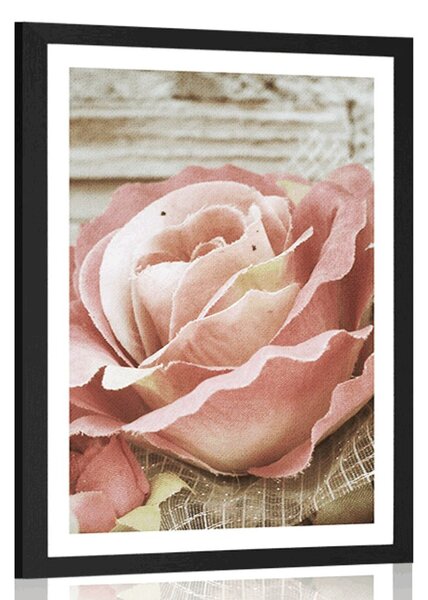 Poster cu passepartout trandafir elegant vintage