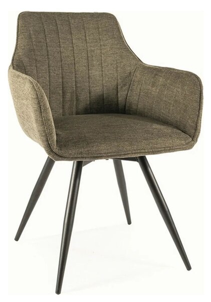 Scaun BALLO, verde olive/negru, stofa clasica/metal, 56x45x84 cm