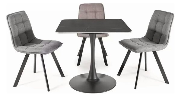 Scaun de sufragerie tapitat ELLIS, bej/negru, stofa/metal, 46x42x88 cm