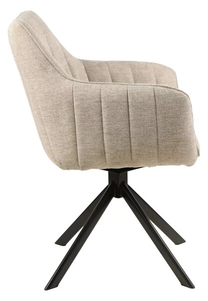 Scaun living rotativ AZALIA, bej/negru, stofa clasica/metal, 61x44x86