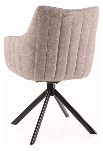 Scaun living rotativ AZALIA, bej/negru, stofa clasica/metal, 61x44x86