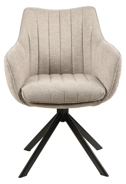 Scaun living rotativ AZALIA, bej/negru, stofa clasica/metal, 61x44x86
