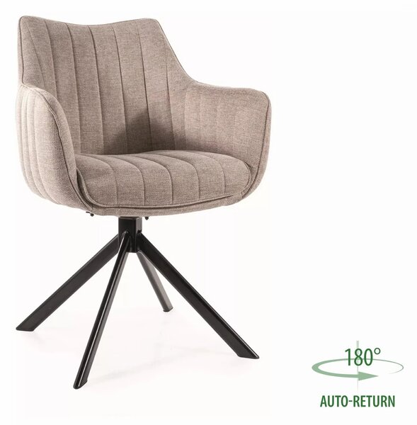 Scaun living rotativ AZALIA, bej/negru, stofa clasica/metal, 61x44x86