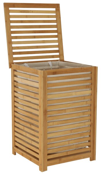 KONDELA Coş de rufe, bambus lăcuit/bej, BASKET