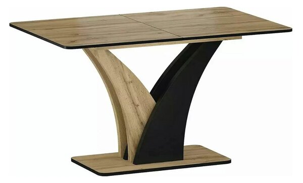 Masa extensibila VENTO, stejar artisan/negru, PAL, 120-160x68x76 cm