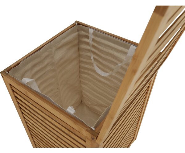 KONDELA Coş de rufe, bambus lăcuit/bej, BASKET