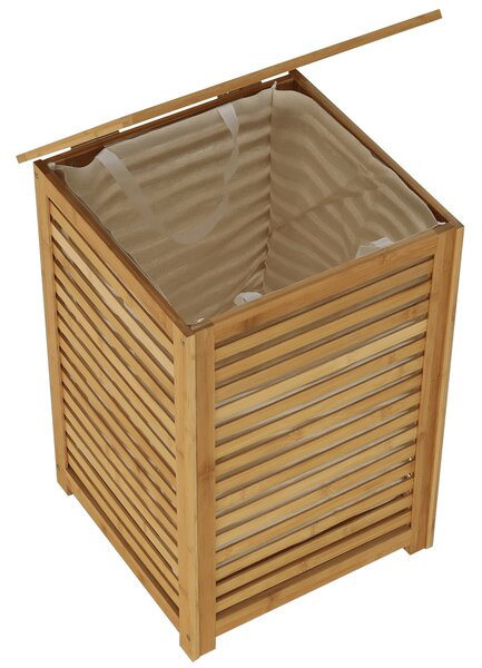 KONDELA Coş de rufe, bambus lăcuit/bej, BASKET