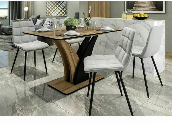 Masa extensibila VENTO, stejar artisan/negru, PAL, 120-160x68x76 cm