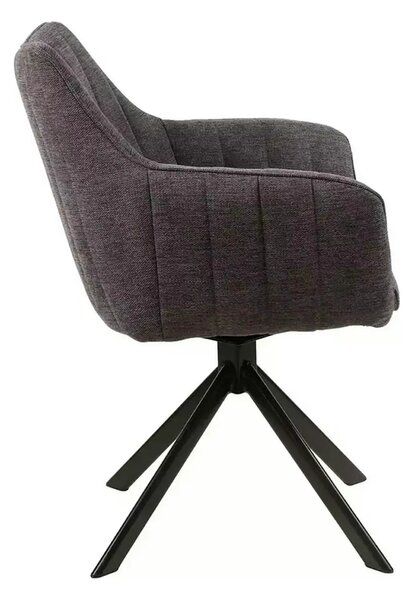 Scaun rotativ AZALIA, gri inchis/negru, stofa/metal, 61x44x86 cm