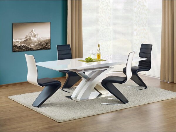Masa extensibila SANDOR, alb/crom, 160/220x90x75 cm