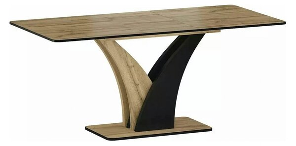 Masa extensibila VENTO, stejar artisan/negru, PAL, 120-160x68x76 cm