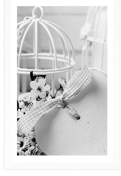 Poster cu passepartout natură moartă romantică în stil vintage în design alb-negru