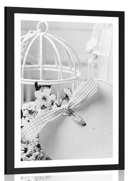 Poster cu passepartout natură moartă romantică în stil vintage în design alb-negru
