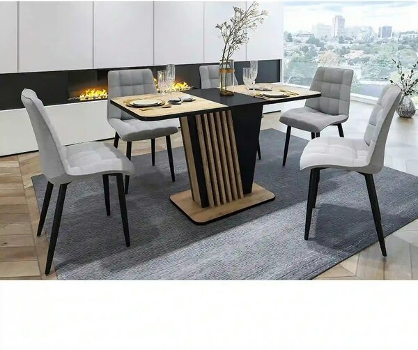 Masa extensibila NEVIO, stejar artisan/negru, PAL, 125/170x75x76 cm