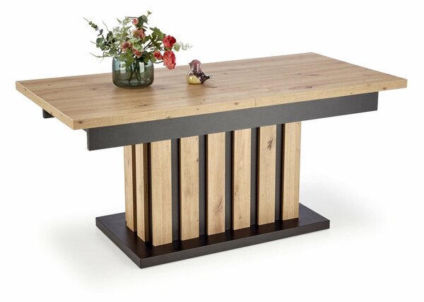 Măsuță de cafea extensibila Houston 1444Stejar artizan, Negru, 7x7x13cm, PAL laminat, Unghiular