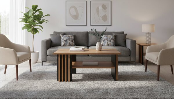 Masuta cafea EVITA, stejar artisan/negru, PAL laminat, 100x60x50 cm