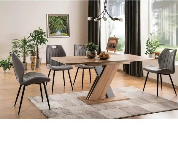 Masa extensibila EXEL, stejar wotan/argintiu, PAL laminat, 140/180x85x