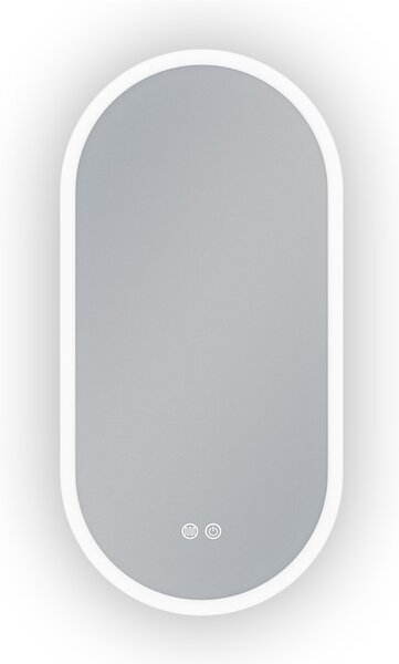 Erga Demi, oglindă ovală LED 40x80cm, 3 culori de lumină, iluminare frontală, pernă încălzitoare anti-aburire, ERG-V01-DEMI-4080-CL