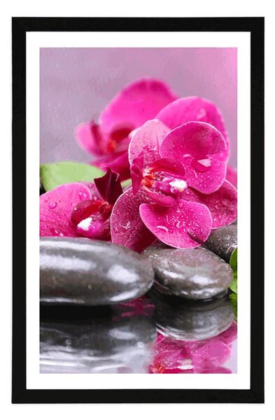 Poster cu passepartout orhidee cu atingere de relaxare