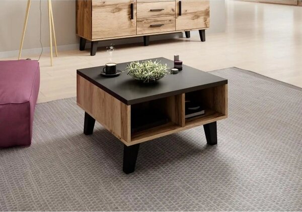 Masuta cafea LOTTA, negru/stejar sonoma, PAL, 60x60x35 cm