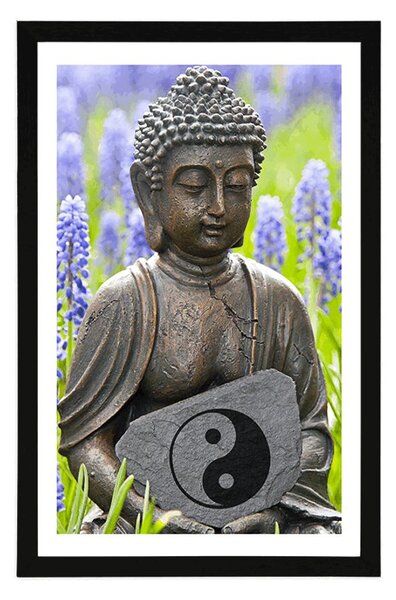 Poster cu passepartout Buddha yin și yang
