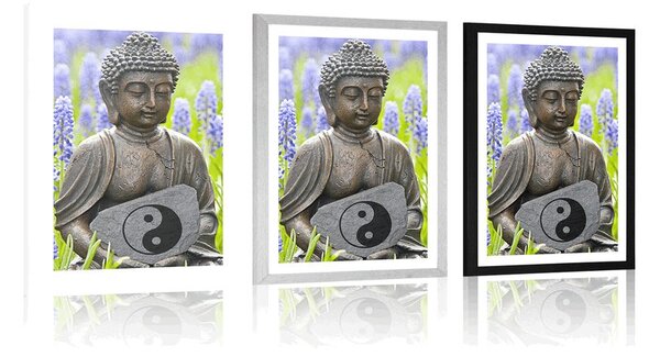Poster cu passepartout Buddha yin și yang