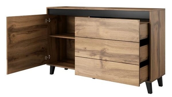 Comoda NORD, stejar wotan/gri antracit, PAL laminat, 138x38x83 cm