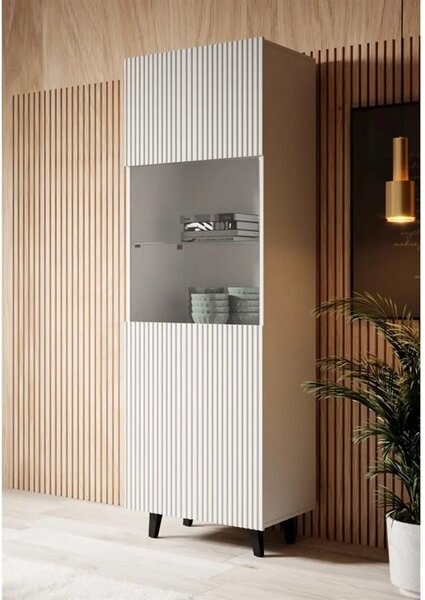 Vitrina PAFOS, alb, PAL laminat/sticla, 60x40x182 cm