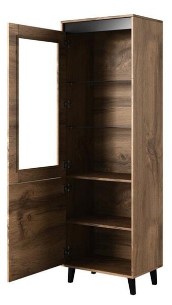 Vitrina NORD, stejar wotan/gri antracit, PAL laminat/plastic, 60x38x18
