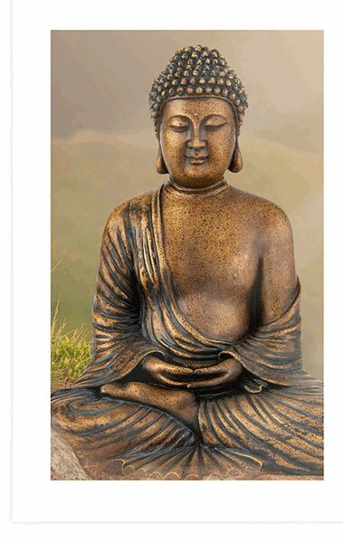 Poster cu passepartout statuie lui Buddha în poziție de meditație