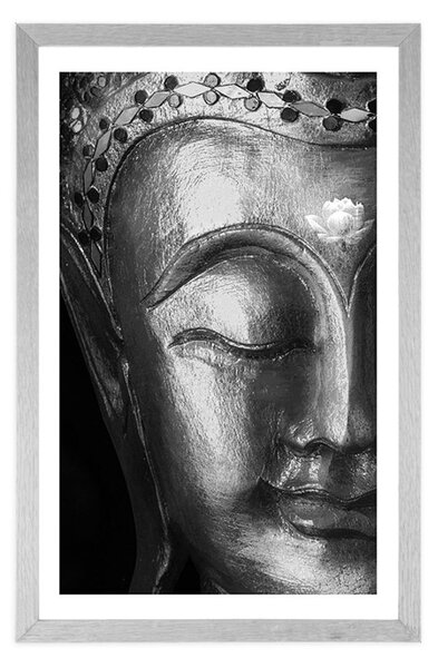 Poster cu passepartout Budha dumnezeiesc în design alb-negru