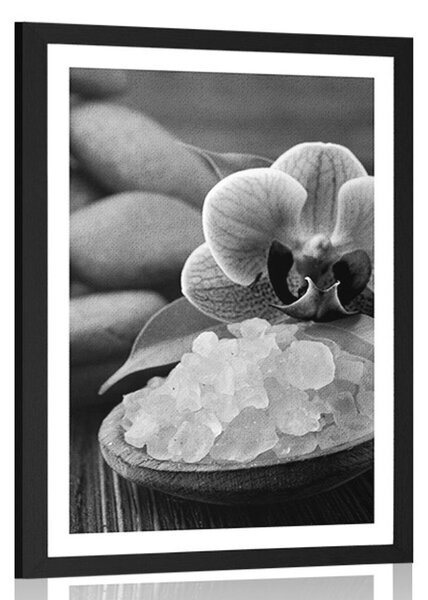 Poster cu passepartout magia wellnessului în design alb-negru