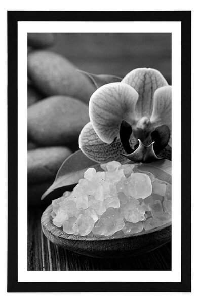 Poster cu passepartout magia wellnessului în design alb-negru