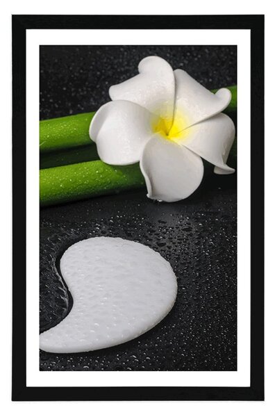 Poster cu passepartout natură moartă spa cu simbolul Yin și Yang