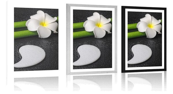 Poster cu passepartout natură moartă spa cu simbolul Yin și Yang