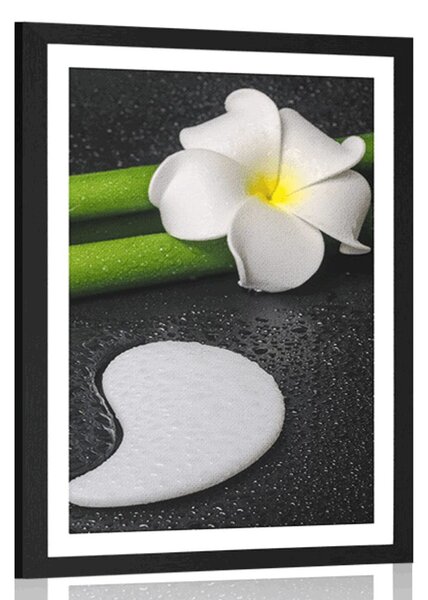 Poster cu passepartout natură moartă spa cu simbolul Yin și Yang