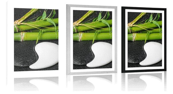 Poster cu passepartout pietre în formă de Yin și Yang