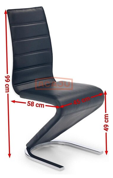 Scaun tapitat K194, negru/alb/crom, piele ecologica/metal, 45X58X99 CM