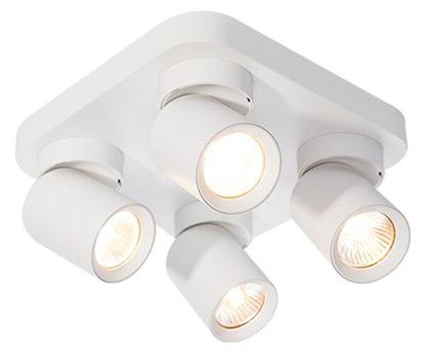 Aplica patrata de tavan, 4 spoturi reglabile, GU10, 35W, aluminiu, alb mat