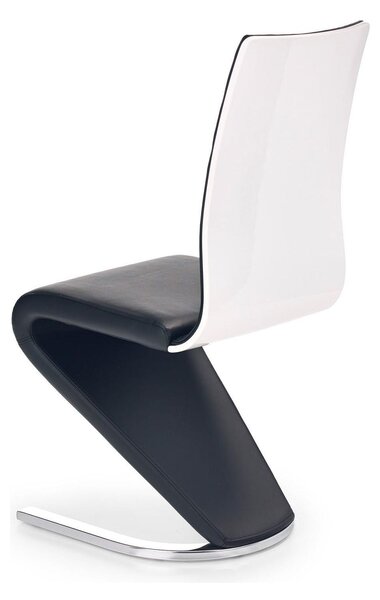 Scaun tapitat K194, negru/alb/crom, piele ecologica/metal, 45X58X99 CM