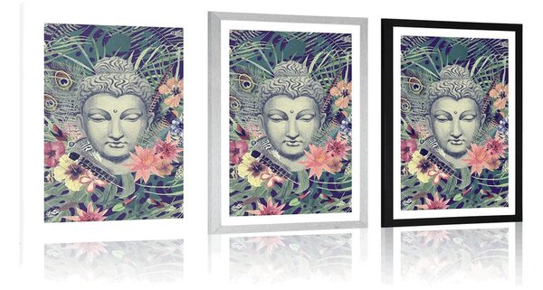 Poster cu passepartout Buddha pe fundal exotic
