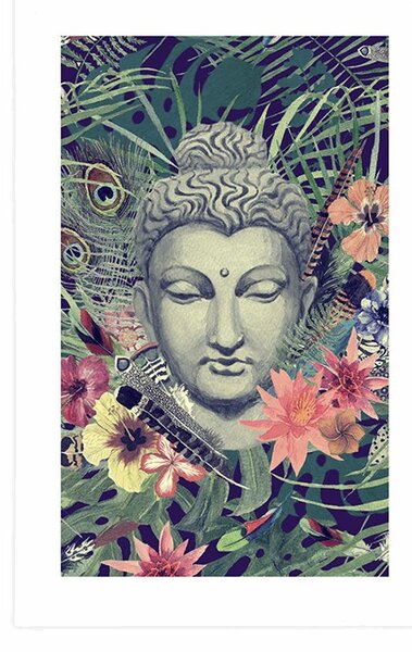 Poster cu passepartout Buddha pe fundal exotic