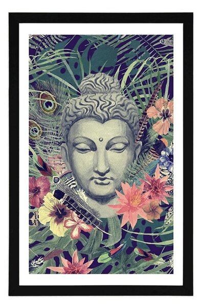 Poster cu passepartout Buddha pe fundal exotic