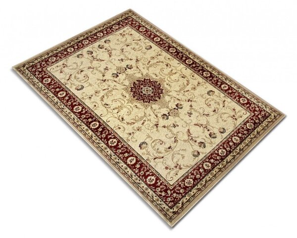Covor Lotos 523-120, Marime 60 x 110 cm, Crem, Rosu, Inaltime Fir 8 mm, Antialergic, Polipropilena, Living, Dormitor, Sufragerie, Birou 60 x 110